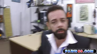 Latino straight guy shows his cock sucking shornys in a pawn shop