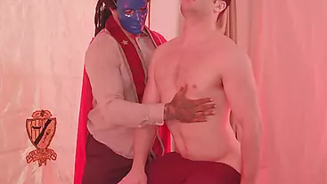Masked black man explores teens ass and fucks him anal