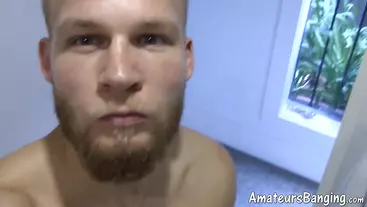 Real amateur jock films his solo masturbation in bathroom