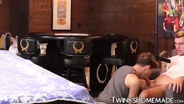 Twink Max Rose pounded doggystyle bareback on pool table