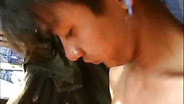 Slim Japanese shoots cum after assfucking and fellatio