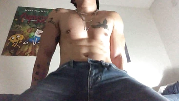 college asian jock solo flexing and massaging muscles x