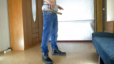 Gay boy like to play with jeans