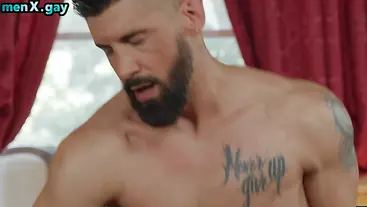Tattooed gay filled in anal hole by nympho gay fucker