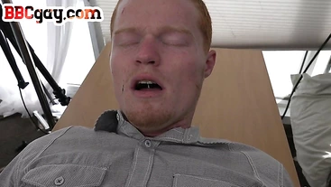 Redhead IR white bottom barebacked in office by BBC hunk