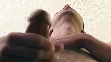 Hairy young guy tugs raging dick and cums all over the place