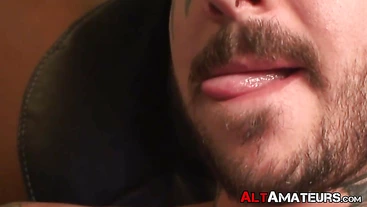 Handsome Alix shows off tattoos and masturbation