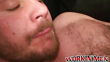 Hairy stud interviewed before jerking off and cumshot