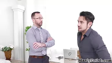 Mesmerized stud with hairy asshole rimmed in office