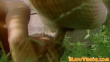 Thick cock jock sucked off in passionate outdoor encounter