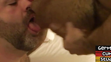 Fat German rimmed DILF sucks stud cock in homemade video