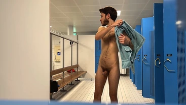 Caught jerking off and cumming in the public locker room (gay)