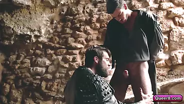 Gay of Thrones with two leather knights fucking each other