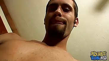 Horny and hairy straight guy Pimp has a load in his balls