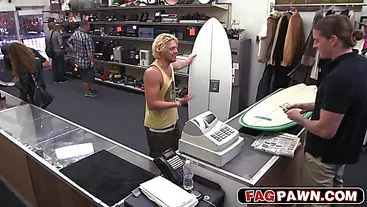 Blonde surfer blowjob and anal fucking at the back room