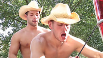 Cowboys Brenner Bolton and Luke Adams gay fucked hard at the back of the car