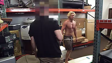 Russian blonde surfer ends up pawning his virgin ass in the pawnshop
