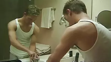 Hot gay boy jerks off in the bathroom