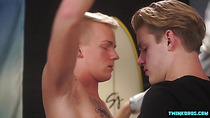 Tattoo twinks bareback with ass creampie