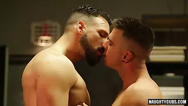 Brunette gay anal sex with facial