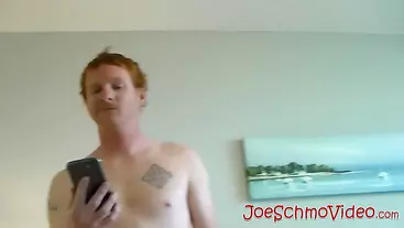 Ginger amateur fingers himself while wanking his small cock
