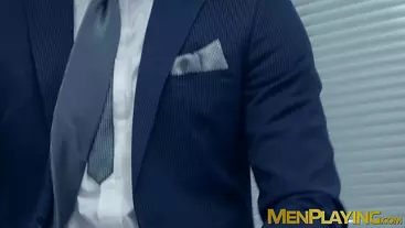 Gay in suit horny to suck dick and takes anal slamming