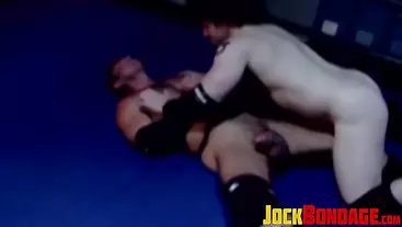 Wrestler dominates his lover as he plays with his huge cock