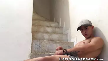 Cute Latin guy shows off his big dick in solo masturbation