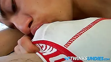 Twink gets sucked off while wearing some nice underwear too